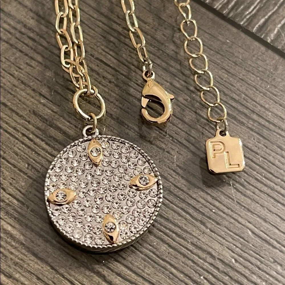 Park Lane Lennox Necklace Crystal Pave Round Pendant Necklace - Two-tone Jewelry